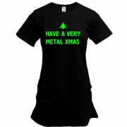 Подовжена футболка c написом "have a very metal xmas"