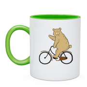 Чашка с медведем на велосипеде