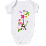 Детское боди с Эйфелевой башней и цветами "Paris"