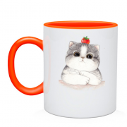 Чашка с котиком (помидор на голове)