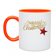 Чашка с надписью  "Merry Christmas!" и звездой
