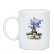 Чашка с Эйфелевой Башней в акварельном стиле