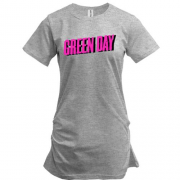 Подовжена футболка Green day рожевий логотип
