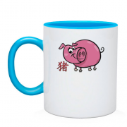 Чашка з китайською свинею і ієрогліфом