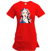 Подовжена футболка з поп-арт дівчиною 2