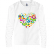 Детская футболка с длинным рукавом с сердцем из цветов