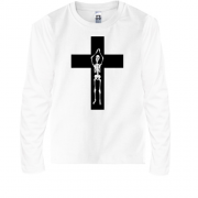 Детская футболка с длинным рукавом Крест со скелетом