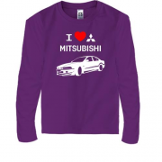 Детская футболка с длинным рукавом I love mitsubishi