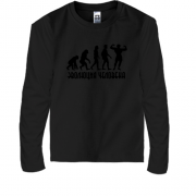 Детская футболка с длинным рукавом эволюция человека (бодибилдин