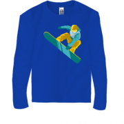 Детская футболка с длинным рукавом со сноубордистом и бордом