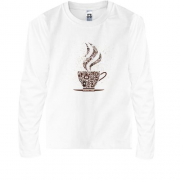 Детская футболка с длинным рукавом с чашкой кофе "koffee time "