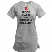 Подовжена футболка Keep calm and drive a SUZUKI