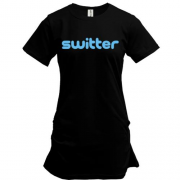 Подовжена футболка з написом "Switter"
