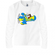 Детская футболка с длинным рукавом Мики в самолете