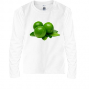 Детская футболка с длинным рукавом с зелеными лимонами (лаймом )