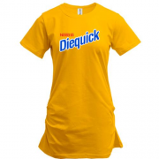 Подовжена футболка з написом "Diequik" в стилі Несквик