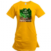 Подовжена футболка з написом "Keep calm and play Minecraft"
