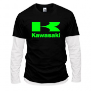 Комбінований лонгслів з лого Kawasaki