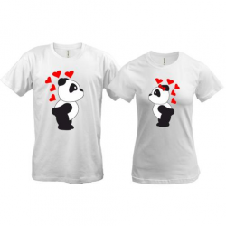 Парные футболки с влюбленными пандами