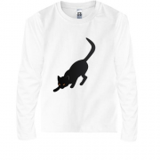 Детская футболка с длинным рукавом  Halloween с черной кошкой