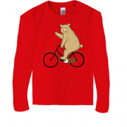 Детская футболка с длинным рукавом с медведем на велосипеде