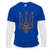 Лонгслив комби с цветочным гербом Украины (2)