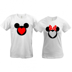 Парні футболки Міккі і Мінні з серцем