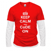 Комбинированный лонгслив Keep calm and code on