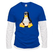 Комбинированный лонгслив с пингвином Linux