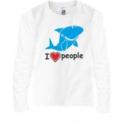Дитячий лонгслів з акулою "Я люблю людей"