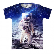 3D футболка с космонавтом на луне