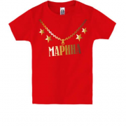 Детская футболка с золотой цепью и именем Марина