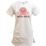 Подовжена футболка з мозком і написом "Mental Health"