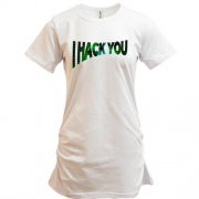 Подовжена футболка з написом "I hack you"
