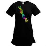 Подовжена футболка з  райдужною ланцюжком ДНК