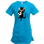 Подовжена футболка з котом і банджо