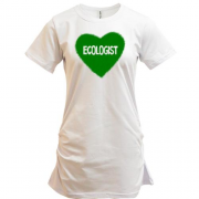 Подовжена футболка для еколога з зеленим серцем