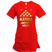 Подовжена футболка з написом "Марина - золота людина"