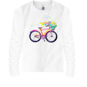 Детская футболка с длинным рукавом с акварельным велосипедом