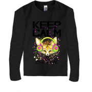 Детская футболка с длинным рукавом с лисой Keep calm & be cool
