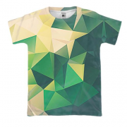 3D футболка с зелеными полигонами