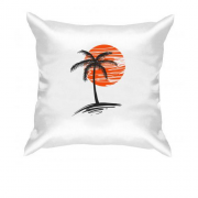 Подушка с пальмой на закате