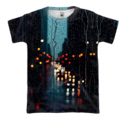3D футболка місто в дощі