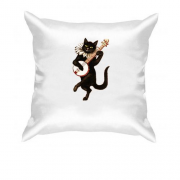Подушка с черным котом и банджо
