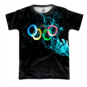 3D футболка Олимпийские кольца из дыма