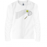 Детская футболка с длинным рукавом с теннисной сеткой, ракеткой 