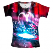 Женская 3D футболка с неоновым сердцем в луже