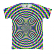 3D футболка з різнобарвним кругом (оптична ілюзія)