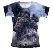 Женская 3D футболка с извержением вулкана