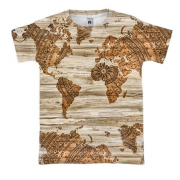 3D футболка с мореплавательской картой мира